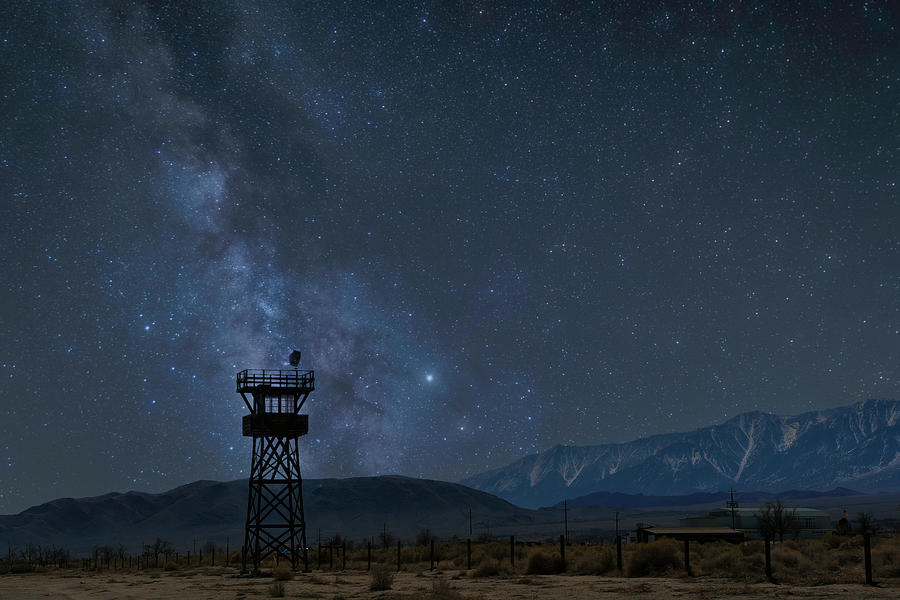 Milky Way Over Manzanar Guard Tower Photograph by Lindsay Thomson