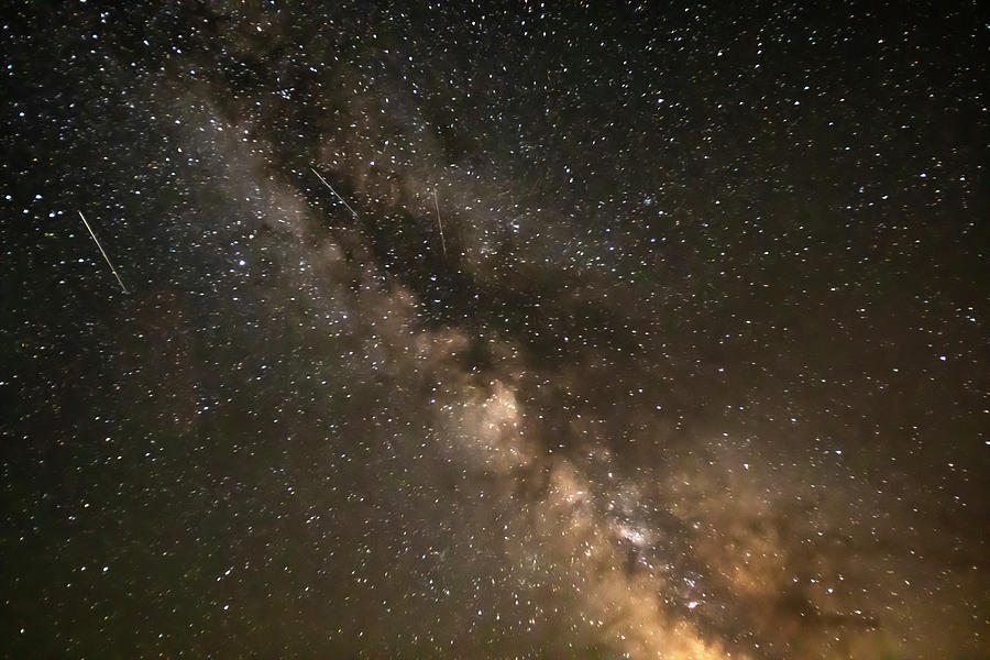 Milky Way and Shooting Stars Photograph by Sandra Js
