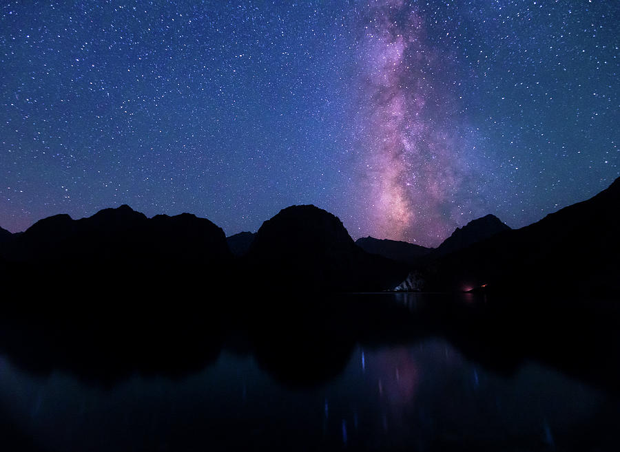 Milky Way and the Lake Iskanderkul Photograph by Alexey Stiop