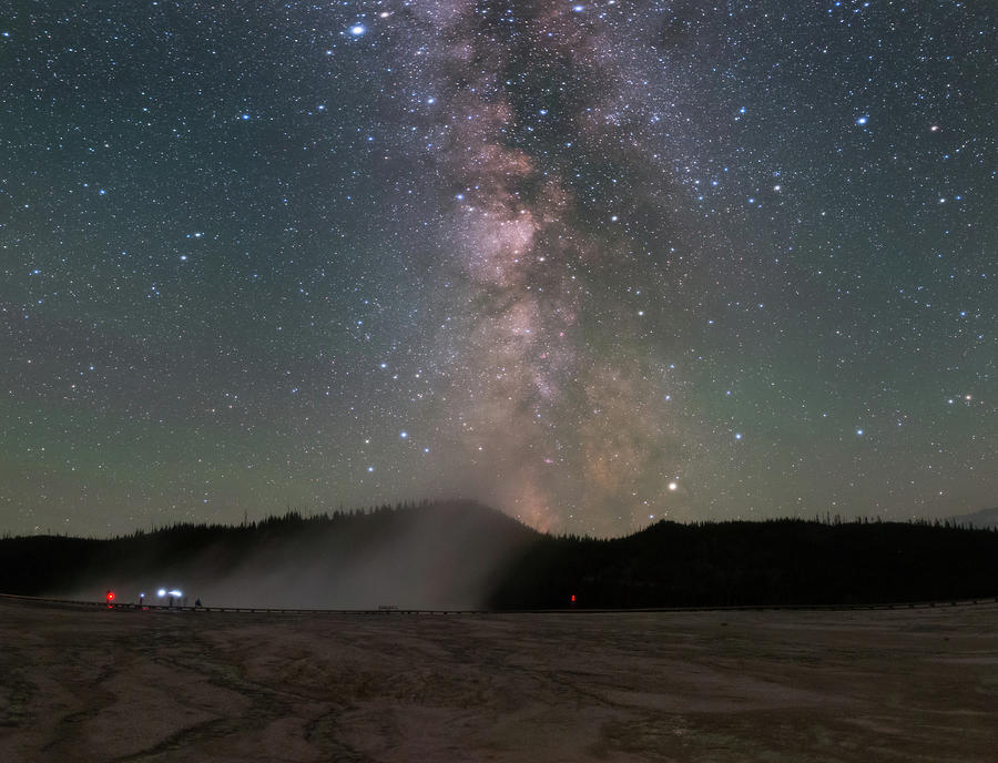 Milky Way at Grand Prismatic Spring Photograph by Alexandru Conu