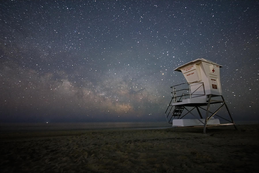 Milky Way behind the Lifeguard Stand Photograph by Ken Fullerton