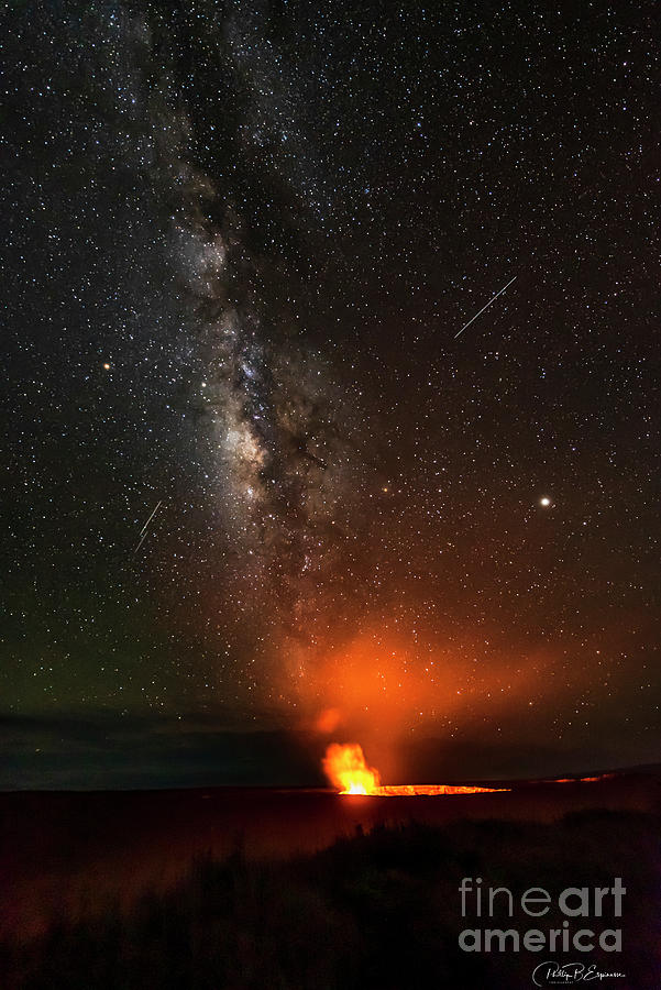 Milky Way Galaxy over Halemaumau Volcano Crater in Hawaii Volcanoes ...