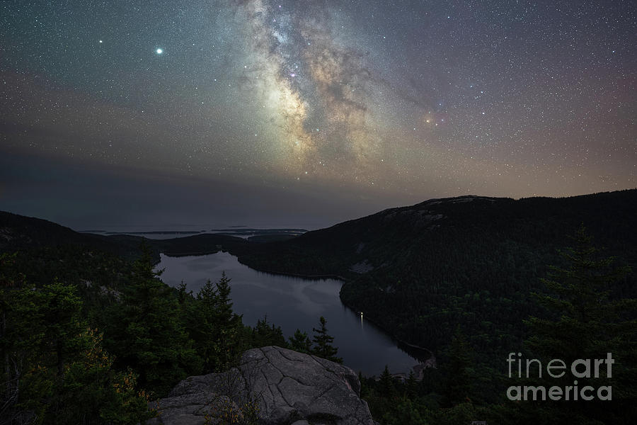 Acadia National Park Photograph - Milky Way Galaxy Over Jordan Pond from North Bubble  by Michael Ver Sprill