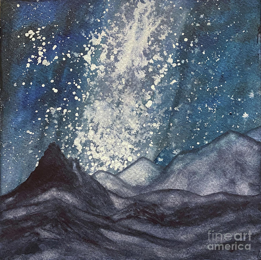Milky Way Mountains Painting by Lisa Neuman
