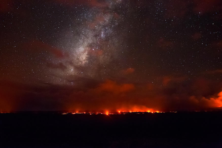 Milky Way over a Lava Flow in Hawaii Photograph by Tyler Hulett