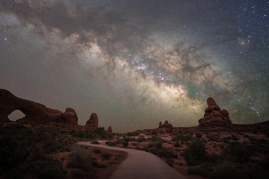 Milky Way over Arches Photograph by Darrell DeRosia