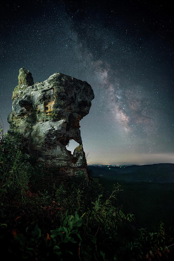 Landscape Photograph - Milky Way over Arkansas Sphinx , Ozark National Forest, Arkansas  by Jeff Rose