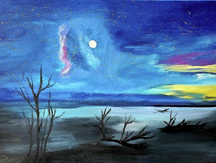 Milky Way over Botany Bay Painting by Amy Kuenzie