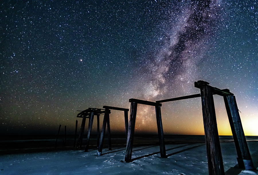 Milky Way Over Camp Helen Pier - Landscape Photograph by Kurt Lischka