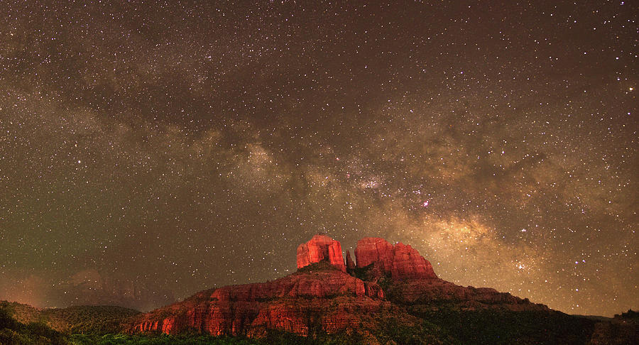 Milky way over Cathedral rock-2 Photograph by Nicole Zenhausern