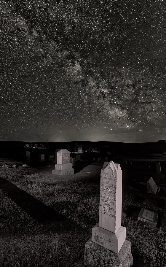 Milky Way Over Cemetery Photograph by Bill Ray