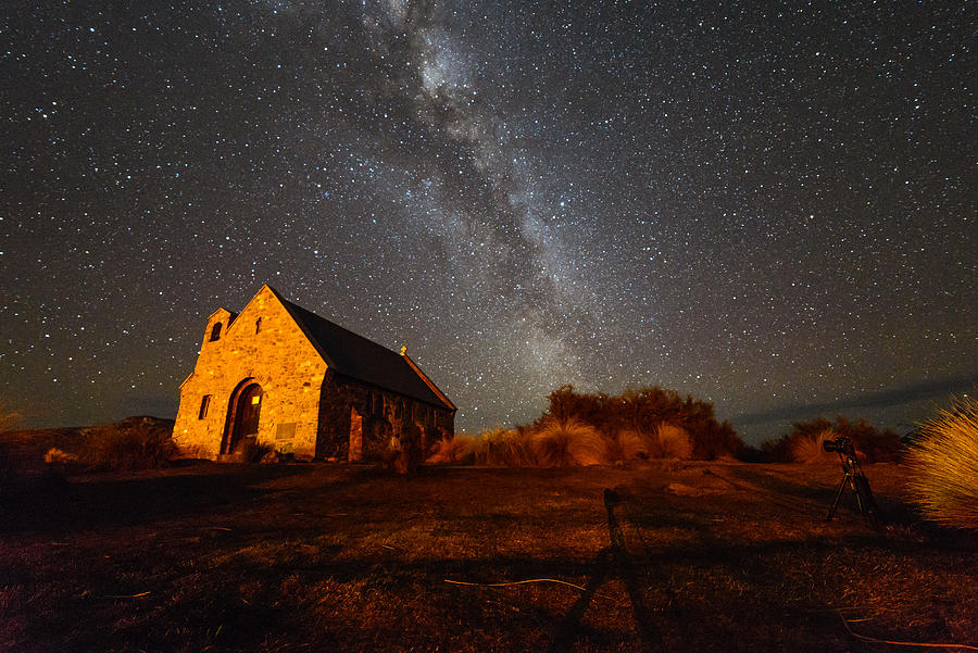 Milky Way over church Photograph by by Arief Rasa