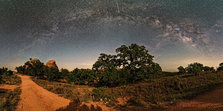 Milky Way Over Enchanted Rock Panorama Photograph