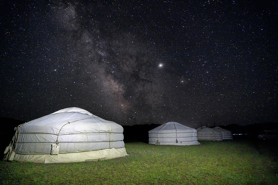 Milky way over ger camp in Mongolia Photograph by Mikhail Kokhanchikov