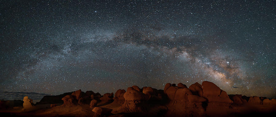 Milky Way Over Goblin Valley Panoramic Photograph by Lindsay Thomson