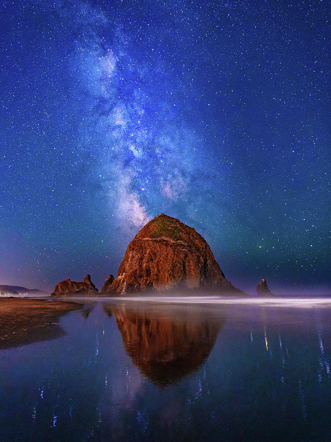 Milky Way Over Haystack Rock Photograph by Patrick Campbell