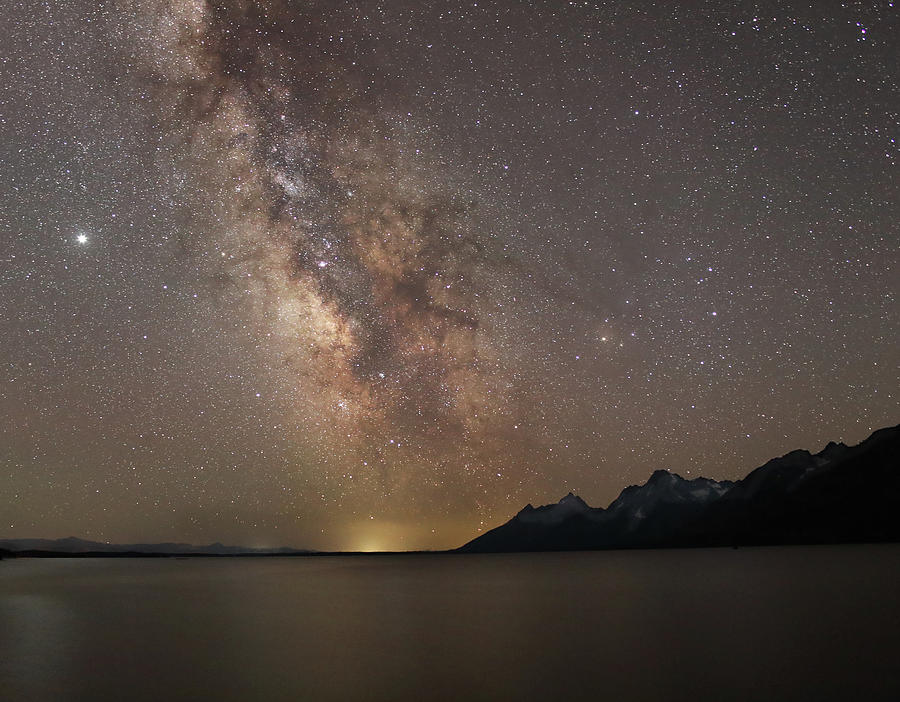 Milky Way over Jackson Lake, 2020 Photograph by Jean Clark