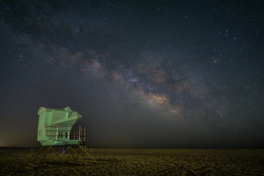 Milky Way Over Lifeguard Tower Photograph by Lindsay Thomson