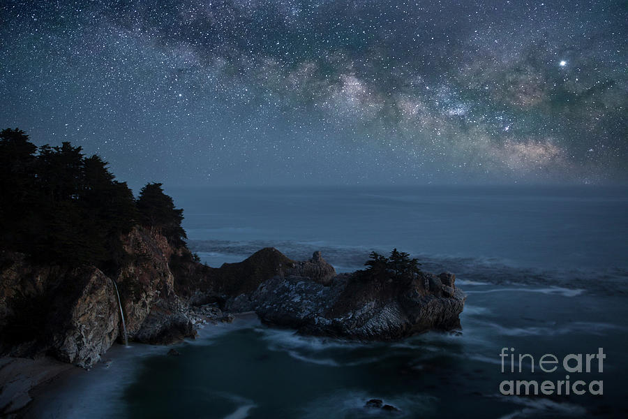 Milky Way over McWay Falls Photograph by Keith Kapple