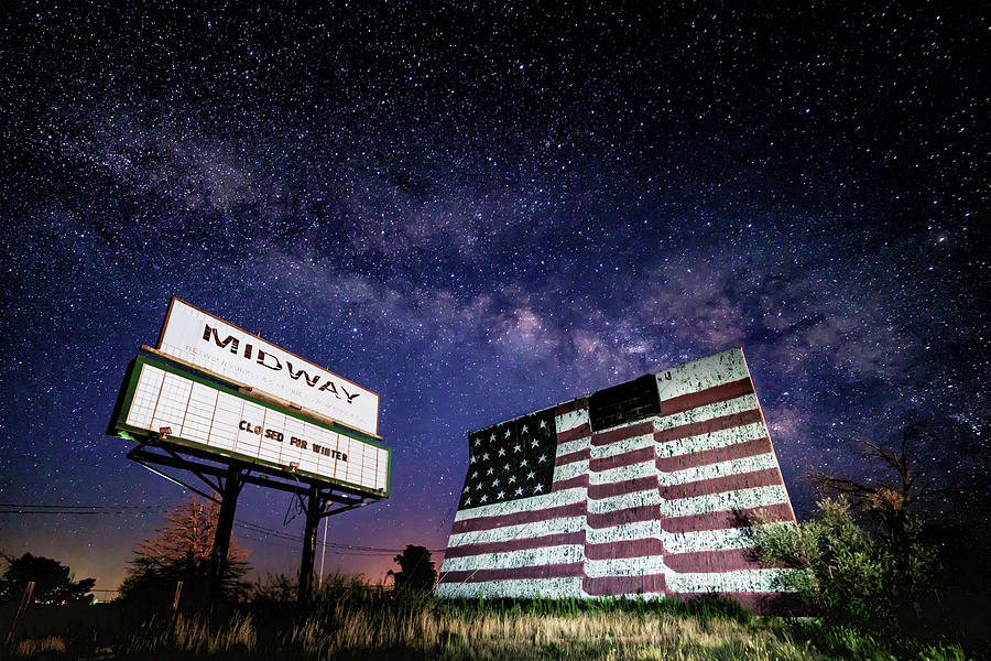 Milky Way over Midway Drive-In Photograph by Stephen Stookey