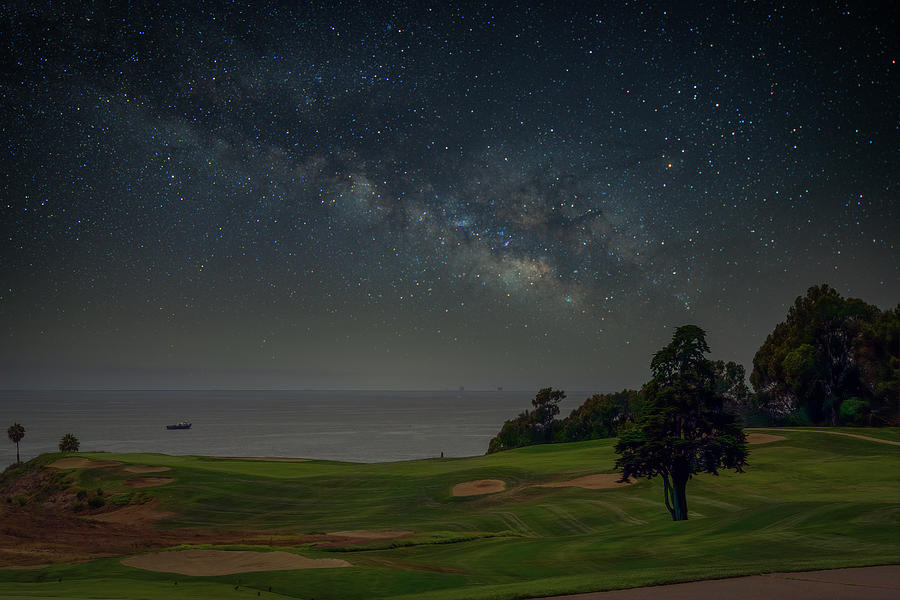 Milky Way Over Ocean and Golf Course Photograph by Lindsay Thomson