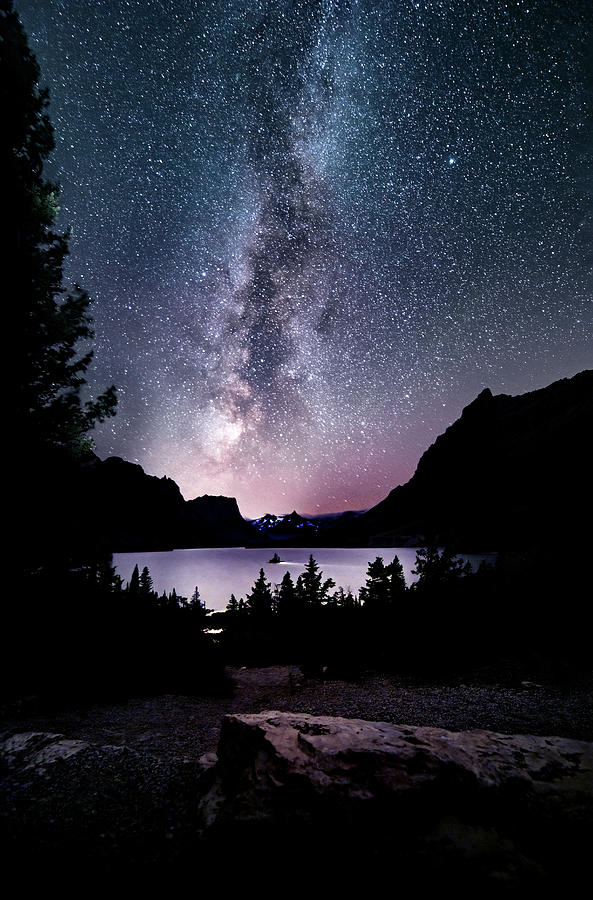 Glacier National Park Photograph - Milky Way Over St. Marys Lake  by Bryan Moore
