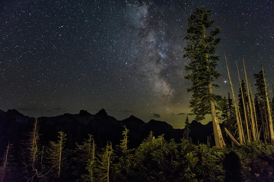 Milky Way over the Tatoosh Range at Mount Rainier Photograph by Belinda Greb