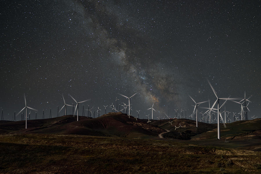 Milky Way Over Windmills 2 Photograph by Lindsay Thomson