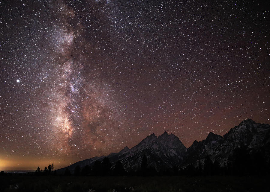 Milky Way ovr the Grand Tetons Photograph by Jean Clark