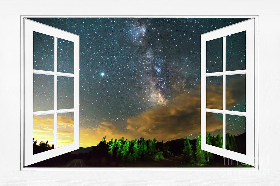 Milky Way Rising Out Of The Clouds Open White Picture Window Photograph