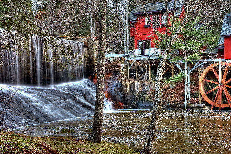 Mill and waterfall  Photograph by Anthony M Davis