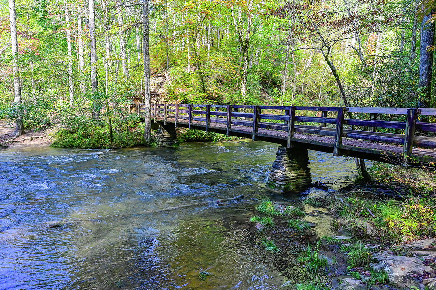 Mill Creek and foot bridge Photograph by Ed Stokes