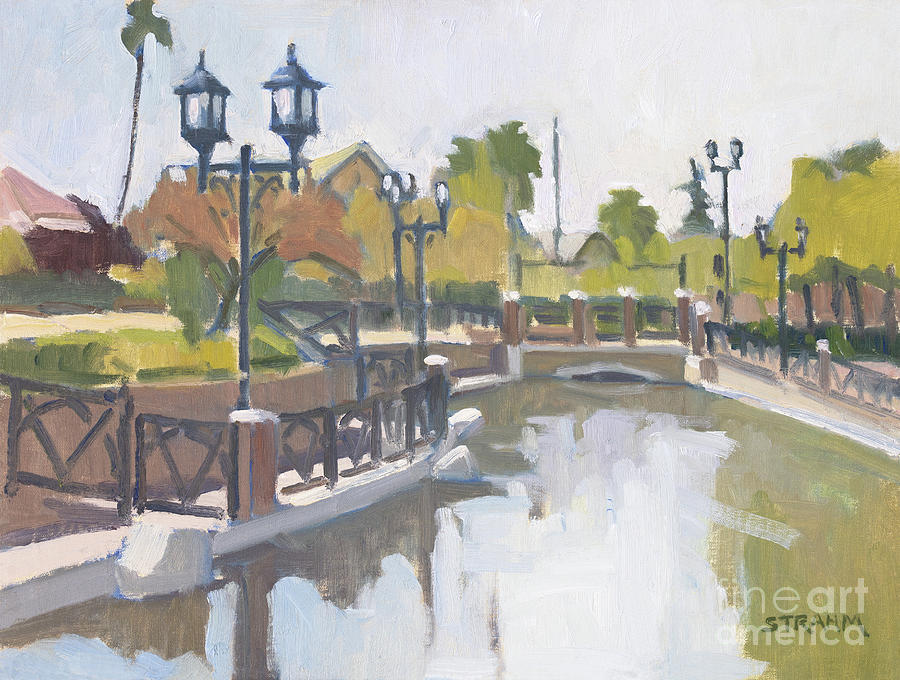 Mill Creek Central Park Bakersfield California Painting by Paul Strahm