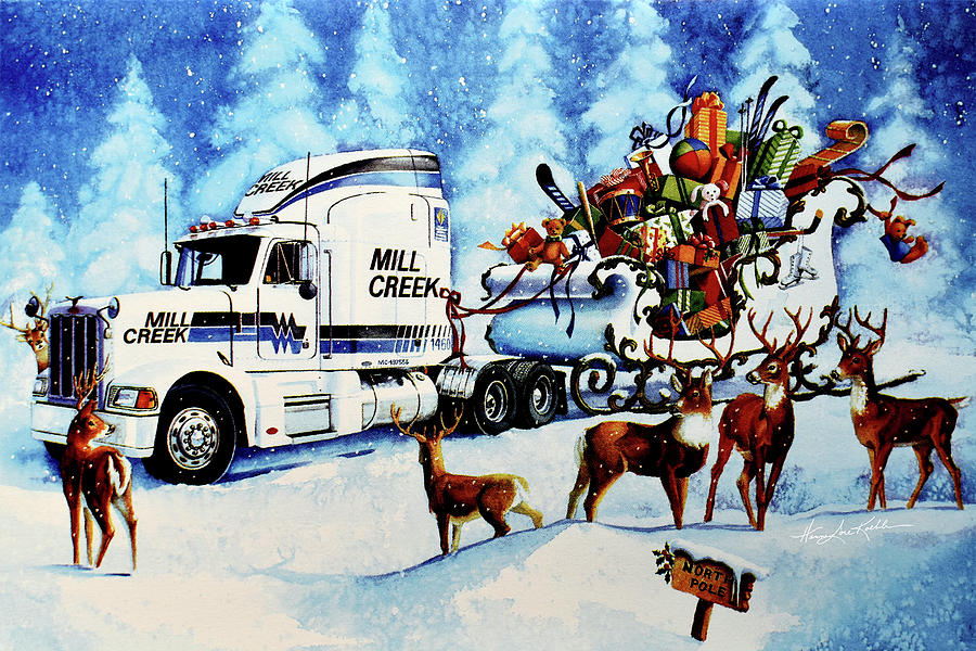 Mill Creek Christmas Sleigh Painting by Hanne Lore Koehler