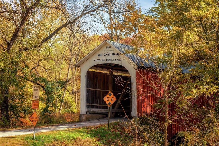 Mill Creek Covered Bridge - Parke County, Indiana Photograph by Susan Rissi Tregoning