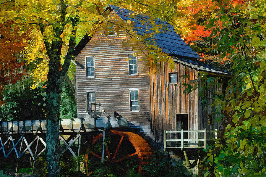 Mill in Autumn Painting by Anthony M Davis