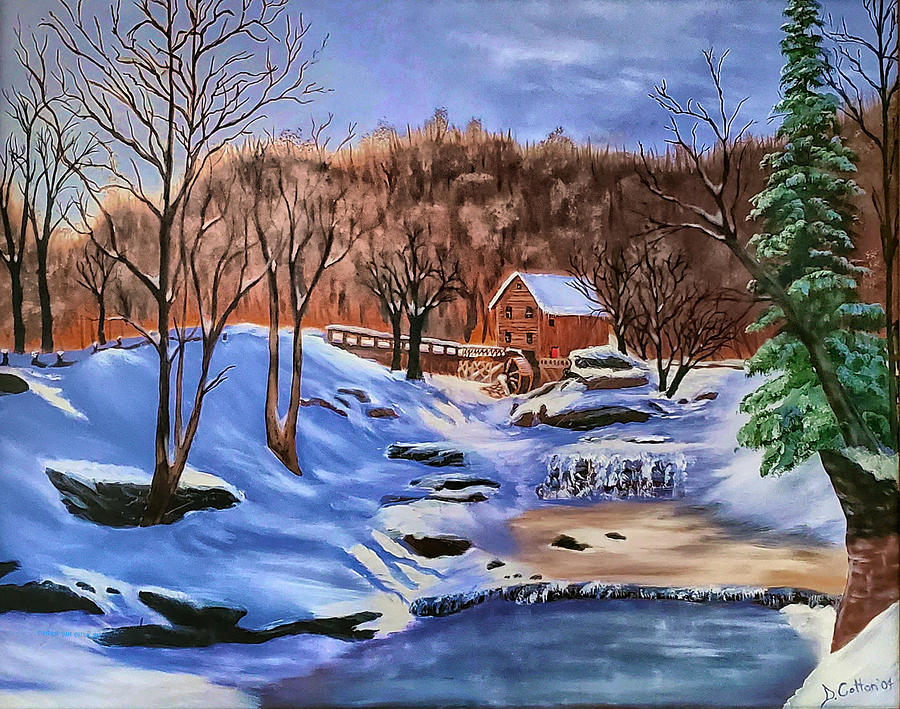 Nature Painting - Mill in Winter by Dave Cotton