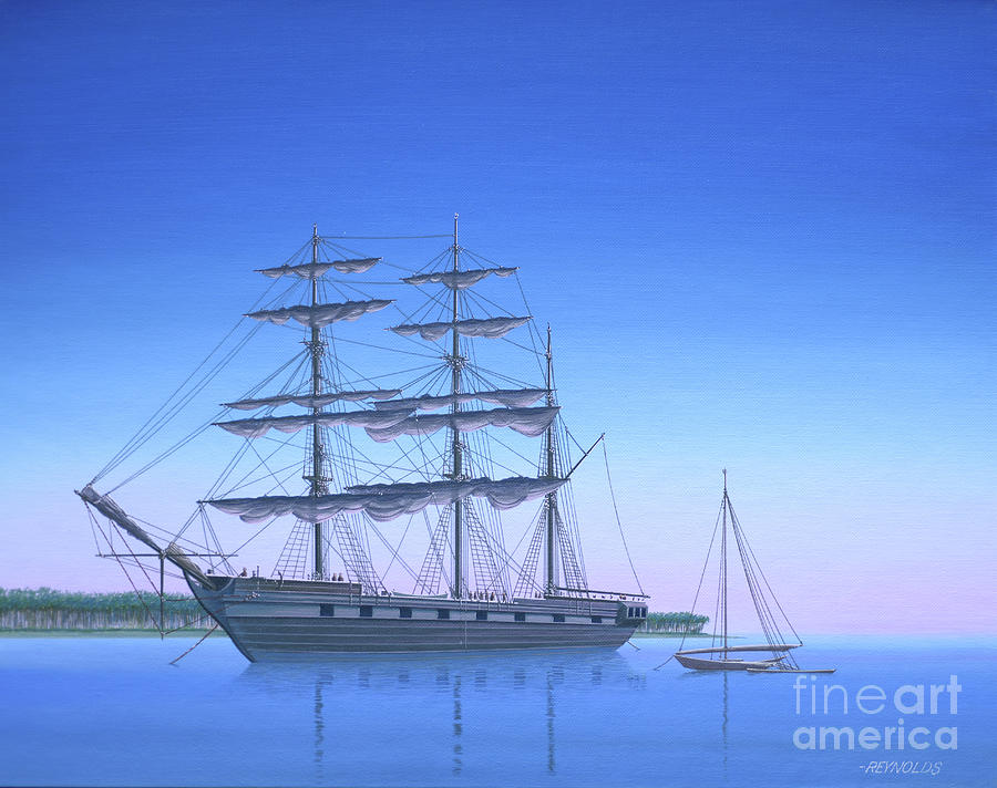 Millennium of Sailing in Marshall Islands - British Transport Ship Scarborough Painting by Keith Reynolds