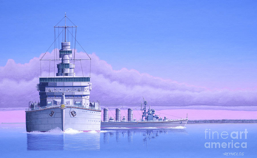 Millennium of Sailing in Marshall Islands - Japanese Warships Nagara And Isuzu Painting by Keith Reynolds