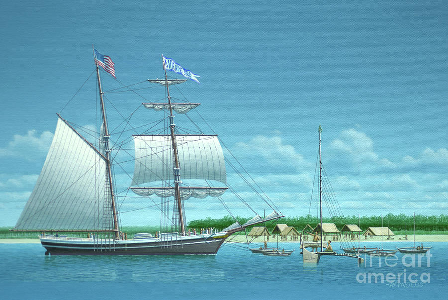 Millennium of Sailing in Marshall Islands - Missionary Packet Morning Star Painting by Keith Reynolds