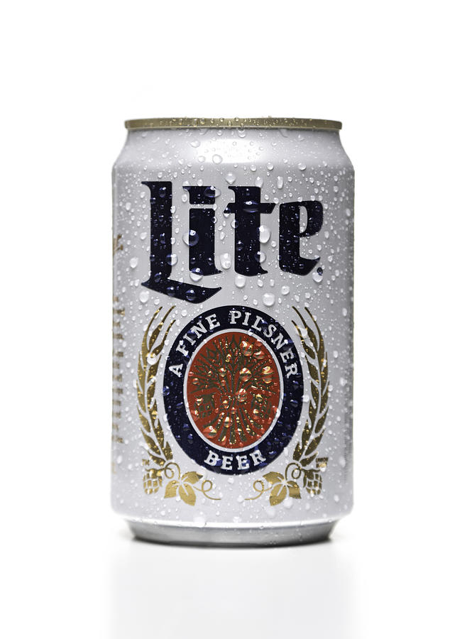 Miller Lite can with water drops Photograph by Jfmdesign