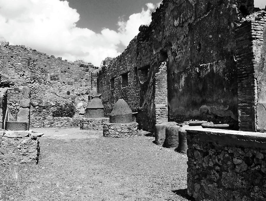 Millstones Of Pompeii Bakery Black And White Photograph by Debbie Oppermann