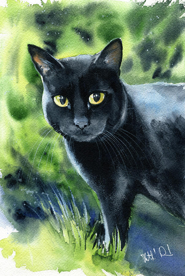 Milly Black Cat Painting Painting by Dora Hathazi Mendes