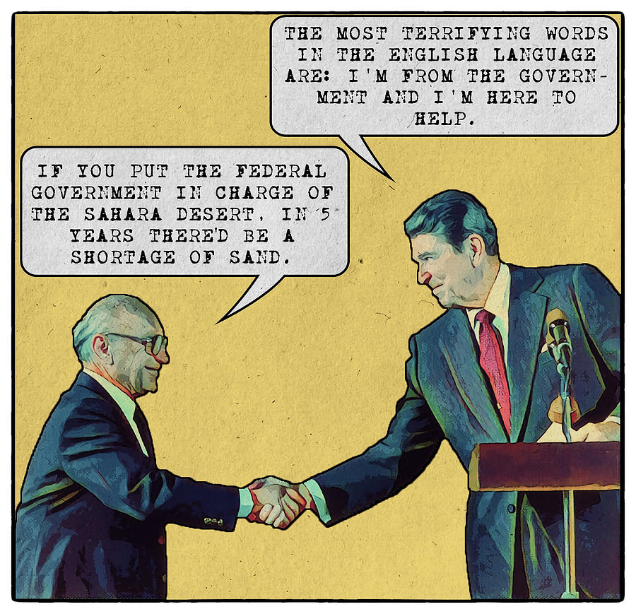 Milton Friedman and Ronald Reagan Canvas Print Painting by Kimberly ...