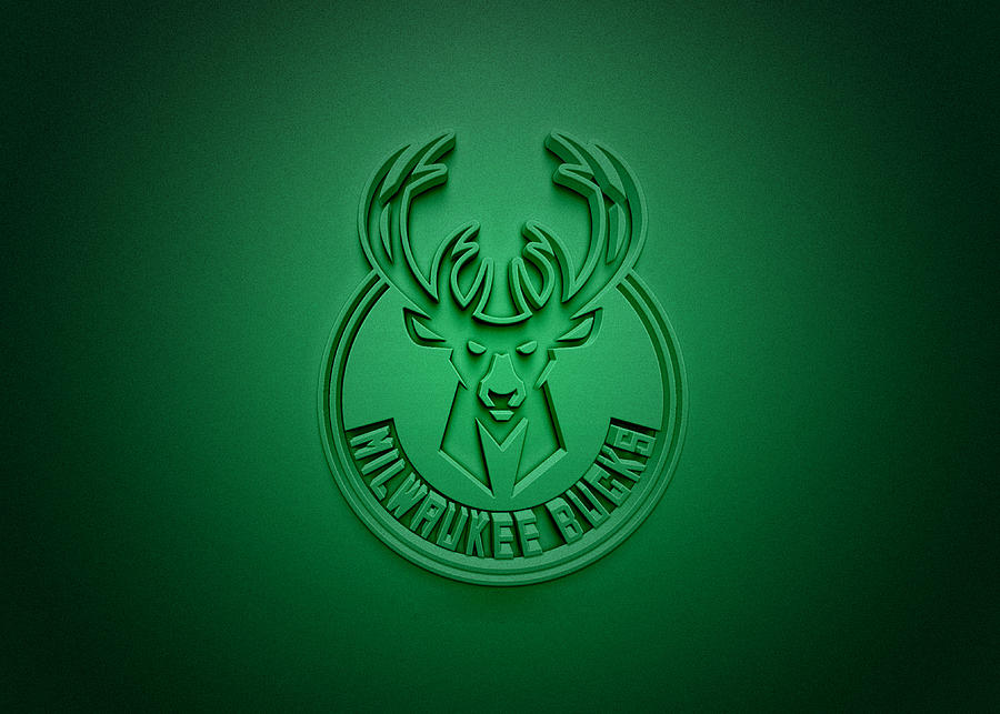 Milwaukee Bucks Creative Logo Green Backgrou Digital Art by Yoyo Di