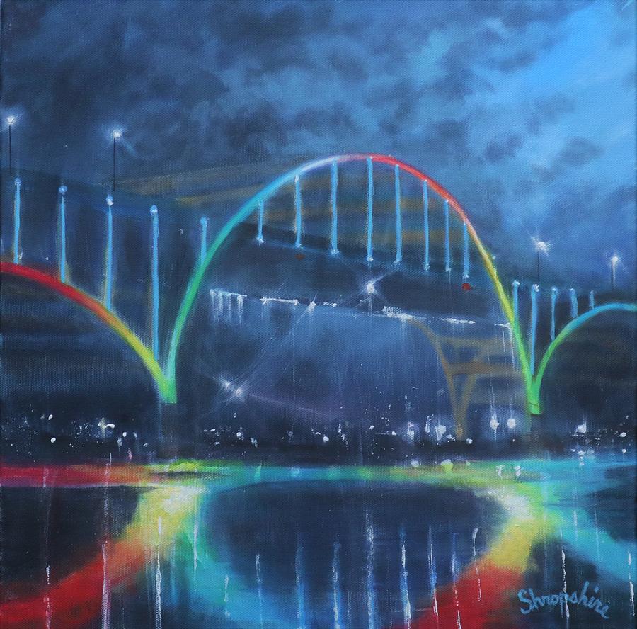 Milwaukee Rainbow Bridge Painting by Tom Shropshire