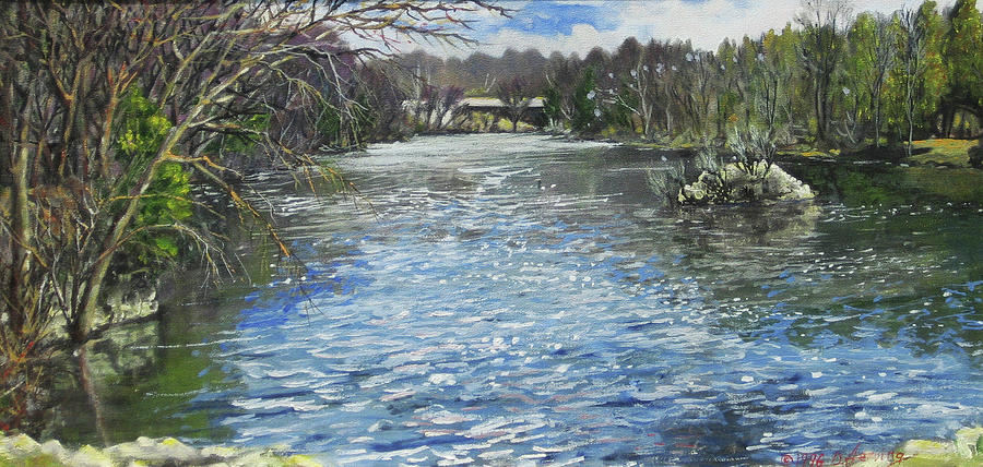 Milwaukee River Rapids Original Oil 30x15 Painting by Doug Jerving Milwaukee River Rapids Original Oil 30x15 Painting by Doug Jerving