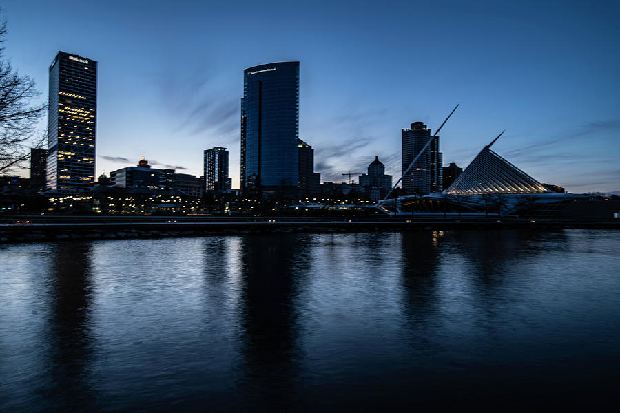 Milwaukee skyline at blue hour  Photograph by Sven Brogren