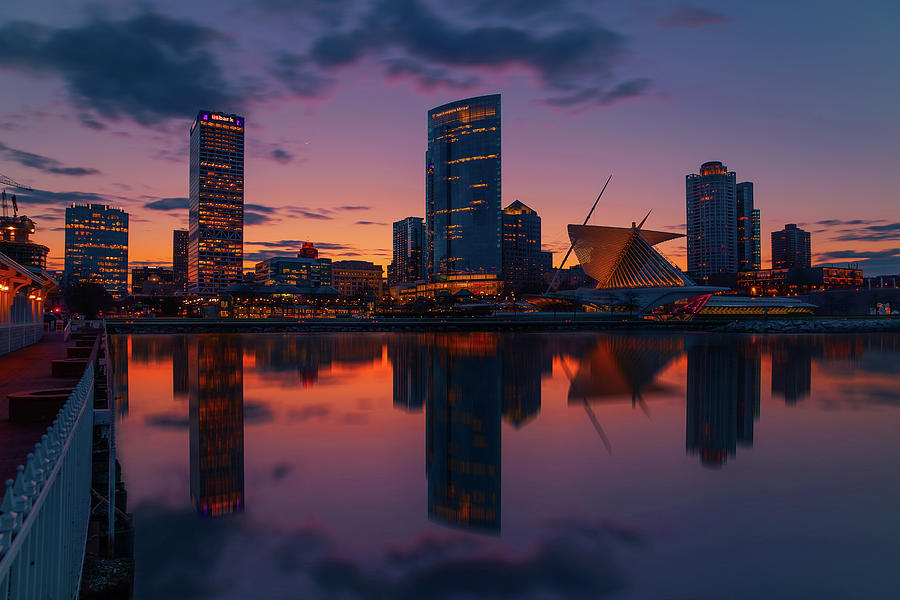 Milwaukee skyline at dusk Photograph by Jay Smith