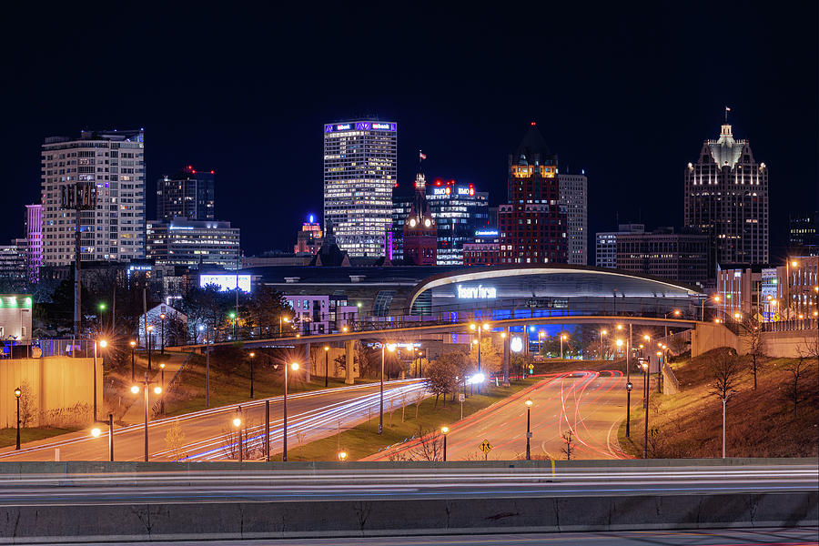 Milwaukee skyline at night Photograph by Jay Smith